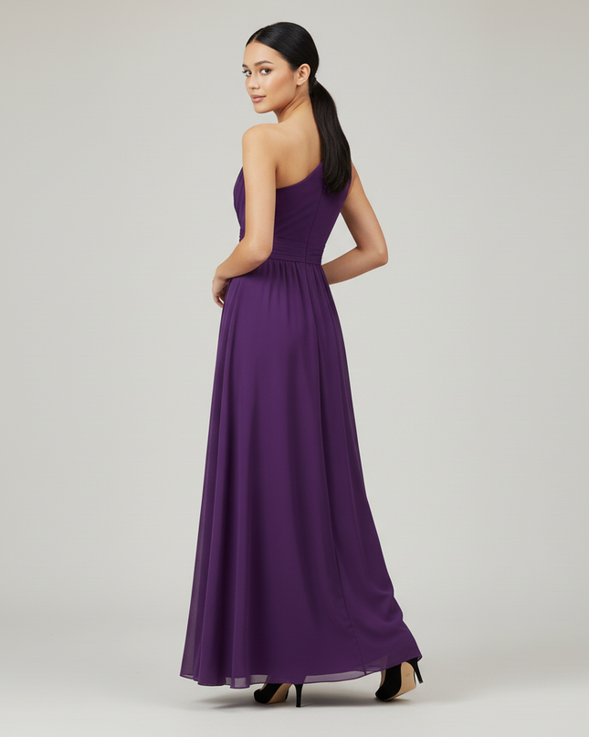 Jugendweihe Kleid Lila Chiffon Einschultrig | Festlich - Ansicht 2