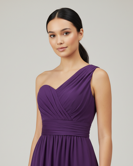 Jugendweihe Kleid Lila Chiffon Einschultrig | Festlich - Ansicht 4