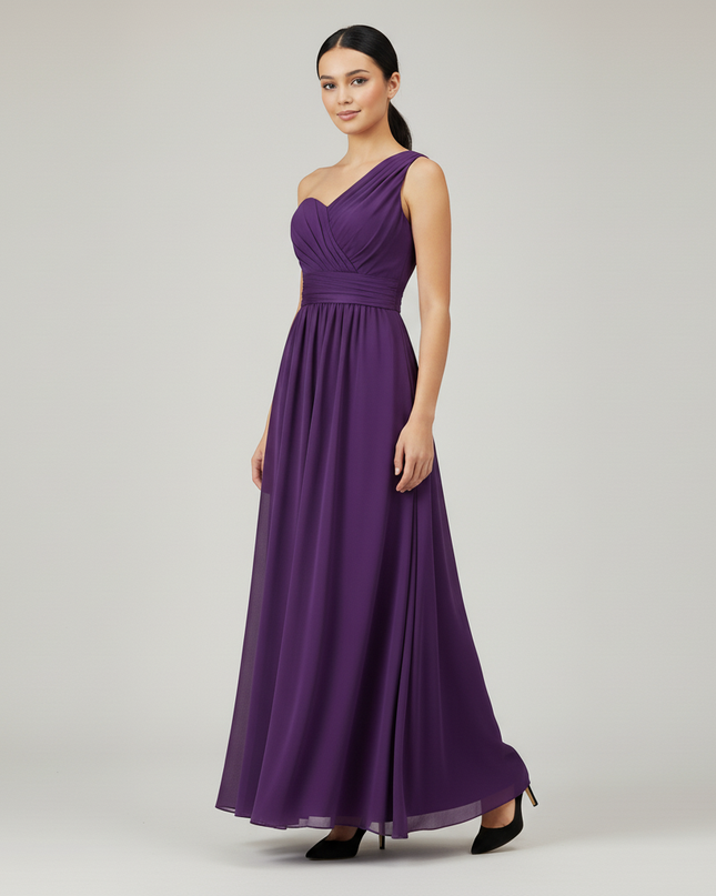 Jugendweihe Kleid Lila Chiffon Einschultrig | Festlich - Ansicht 5