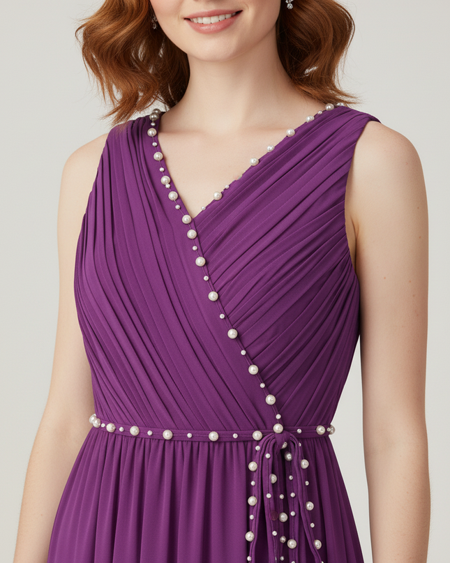 Jugendweihe Kleid Lila Chiffon Lang Festlich - Ansicht 4