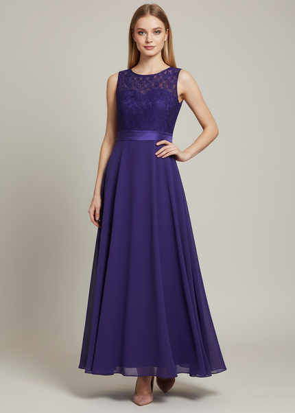 Jugendweihe Kleid Lila Dunkel Lang Kinder - Ansicht 1