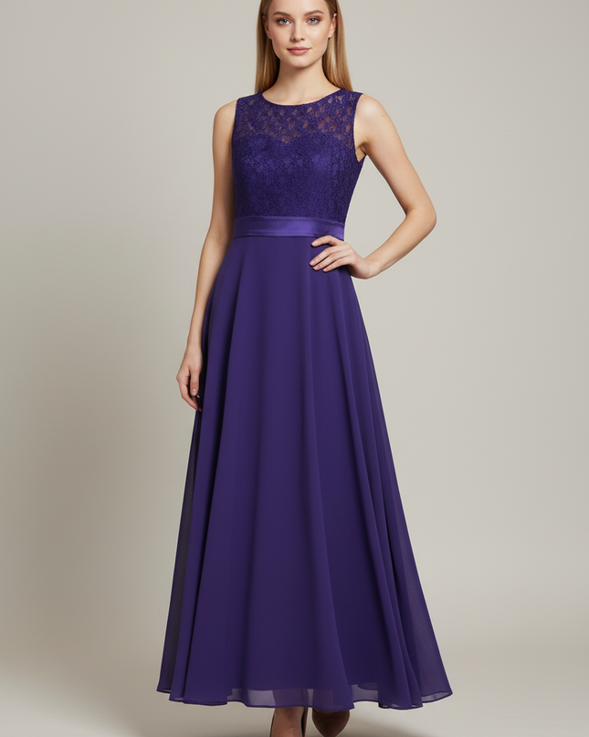 Jugendweihe Kleid Lila Dunkel Lang Kinder - Ansicht 1