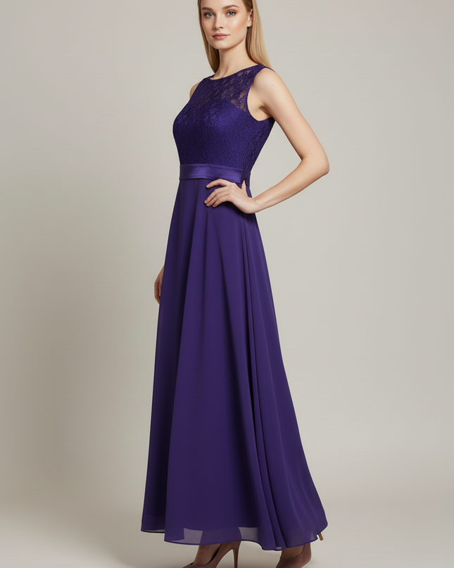 Jugendweihe Kleid Lila Dunkel Lang Kinder - Ansicht 3