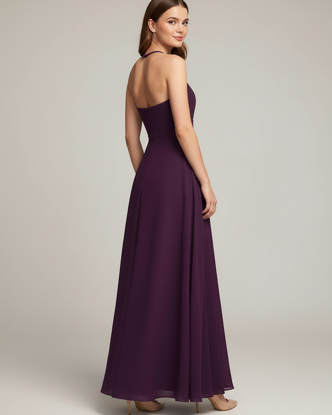 Jugendweihe Kleid Lila Halter A-Linie Chiffon Kinder - Ansicht 2