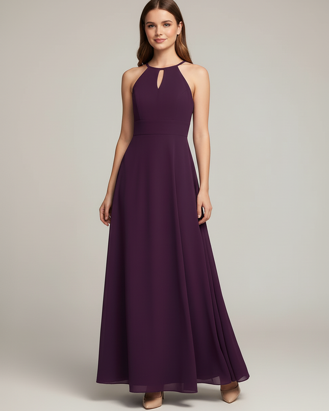 Jugendweihe Kleid Lila Halter A-Linie Chiffon Kinder - Ansicht 5