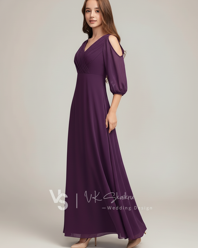 Jugendweihe Kleid Lila Kinder A-Linie Chiffon - Ansicht 3