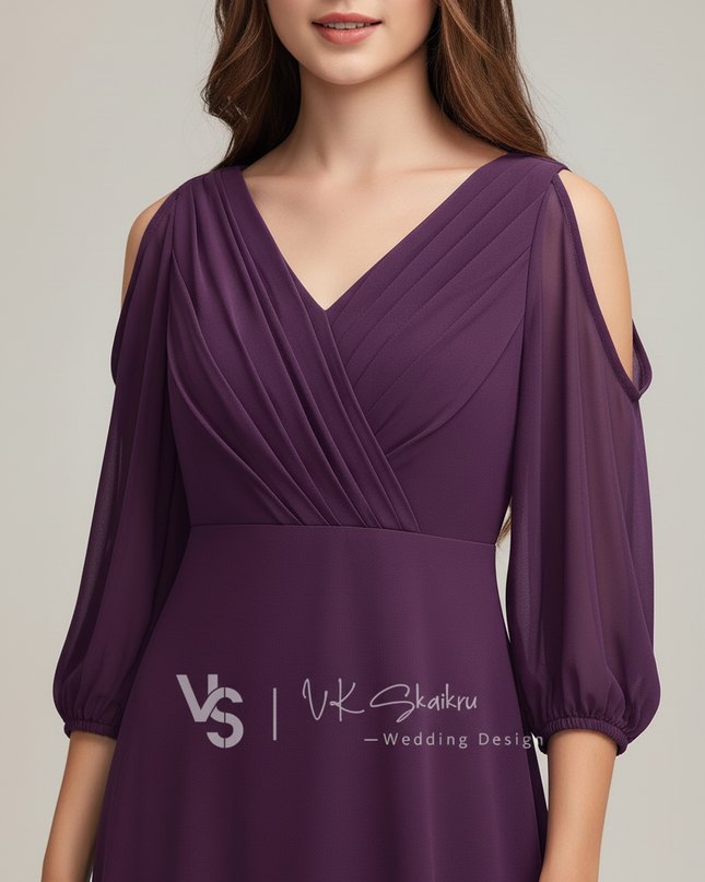 Jugendweihe Kleid Lila Kinder A-Linie Chiffon - Ansicht 4