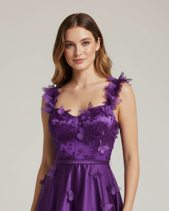 Jugendweihe Kleid Lila Kurz Pailletten | Cocktail - Ansicht 4