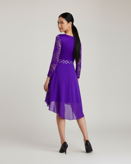 Lila Jugendweihe Kleid Mesh Volumen - Ansicht 2