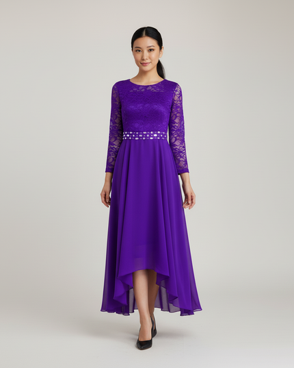 Lila Jugendweihe Kleid Mesh Volumen - Ansicht 5