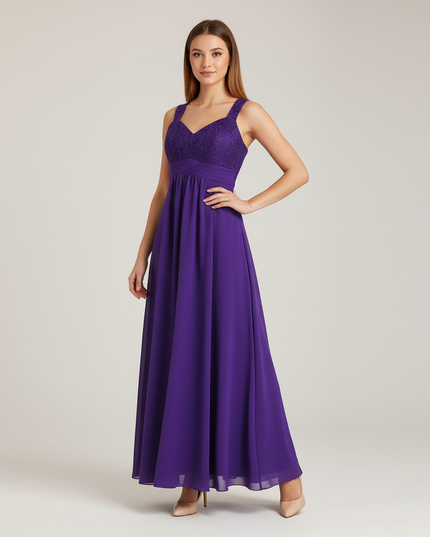 Jugendweihe Kleid Lila Spitze Chiffon Maedchen - Ansicht 1