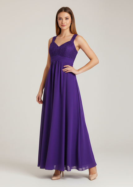 Jugendweihe Kleid Lila Spitze Chiffon Maedchen - Ansicht 1