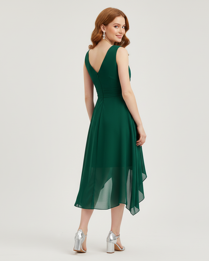 Jugendweihe Kleid Mintgruen Asymmetrisch Chiffon | Kinder - Ansicht 2