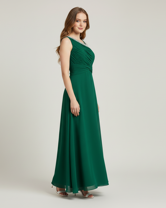 Jugendweihe Kleid Mintgruen Einschulter | Chiffon Kinder - Ansicht 3