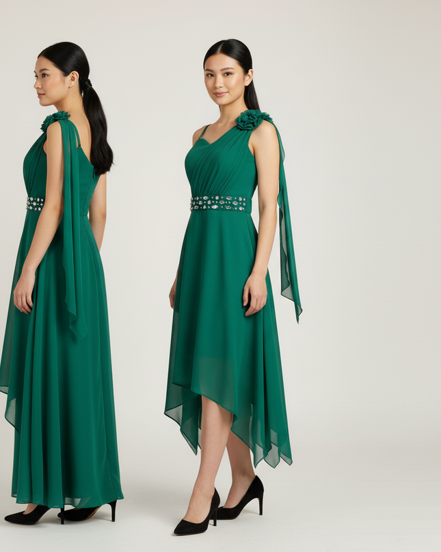 Jugendweihe Kleid Mintgruen Halter Festlich Kinder | Chiffon - Ansicht 3