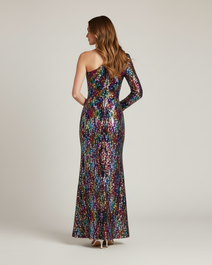 Jugendweihe Kleid Multicolor Pailletten Einschultrig Kinder - Ansicht 2