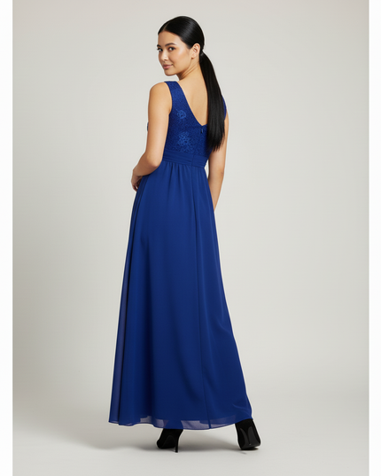 Jugendweihe Kleid Navy Blumen Spitze Lang Kinder - Ansicht 2