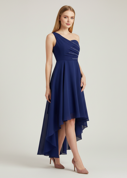 Jugendweihe Kleid Navy Einschulter Sequin Maxi Kinder - Ansicht 1