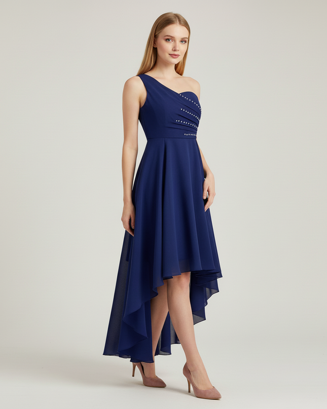 Jugendweihe Kleid Navy Einschulter Sequin Maxi Kinder - Ansicht 3