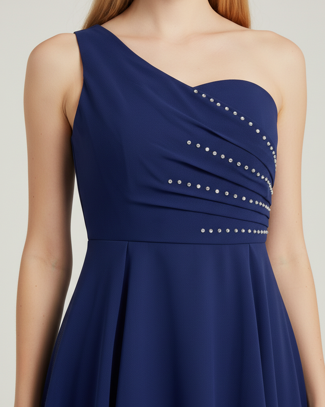 Jugendweihe Kleid Navy Einschulter Sequin Maxi Kinder - Ansicht 4