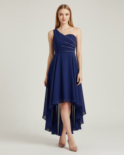 Jugendweihe Kleid Navy Einschulter Sequin Maxi Kinder - Ansicht 5