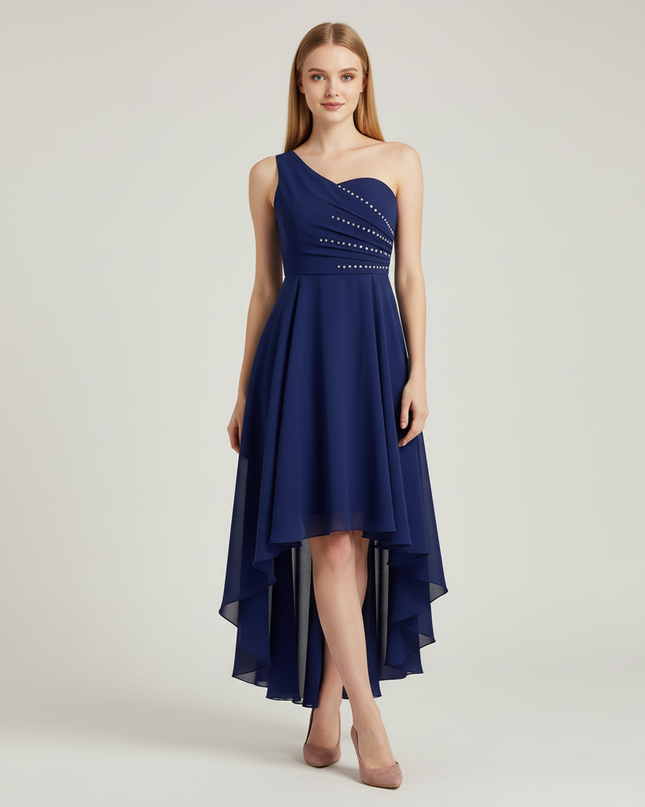 Jugendweihe Kleid Navy Einschulter Sequin Maxi Kinder - Ansicht 5