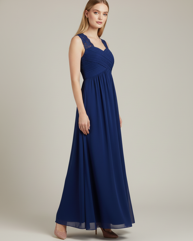 Jugendweihe Kleid Navy Floralspitze Chiffon Kinder - Ansicht 3