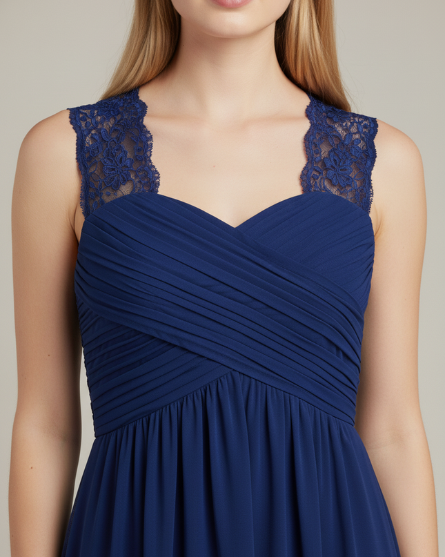 Jugendweihe Kleid Navy Floralspitze Chiffon Kinder - Ansicht 4
