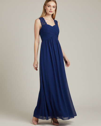 Jugendweihe Kleid Navy Floralspitze Chiffon Kinder - Ansicht 5