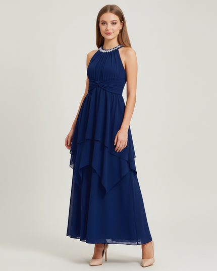 Jugendweihe Kleid Navy Halter Diamant Kinder - Ansicht 1