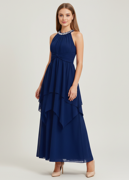 Jugendweihe Kleid Navy Halter Diamant Kinder - Ansicht 1