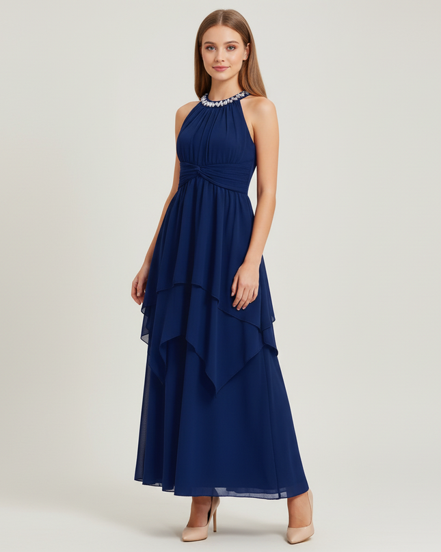 Jugendweihe Kleid Navy Halter Diamant Kinder - Ansicht 1