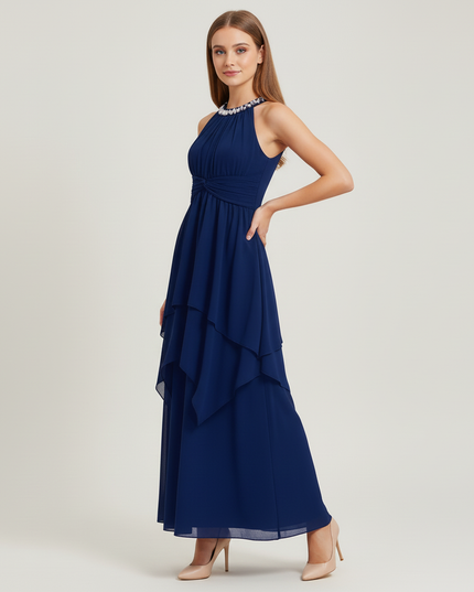 Jugendweihe Kleid Navy Halter Diamant Kinder - Ansicht 3