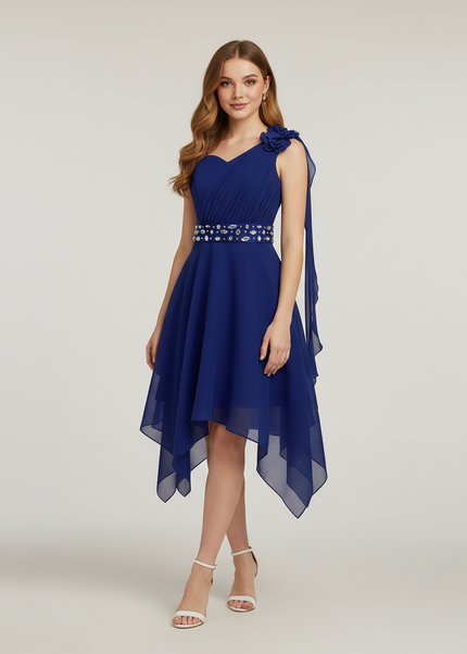 Jugendweihe Kleid Navy Ruched Halter Kinder - Ansicht 1