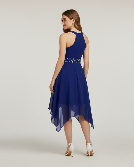 Jugendweihe Kleid Navy Ruched Halter Kinder - Ansicht 2