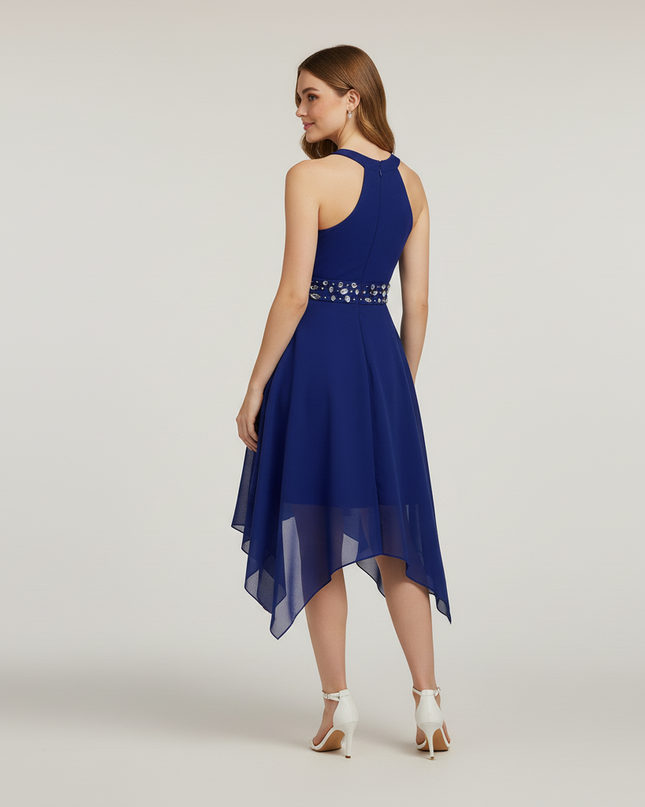 Jugendweihe Kleid Navy Ruched Halter Kinder - Ansicht 2