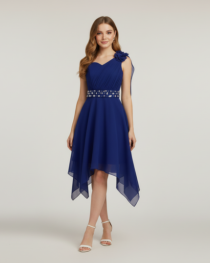 Jugendweihe Kleid Navy Ruched Halter Kinder - Ansicht 5