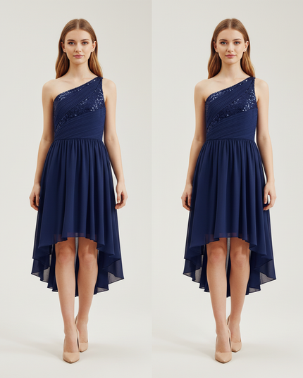 Jugendweihe Kleid Navy Sequin Chiffon Brautjungfer Kinder - Ansicht 1