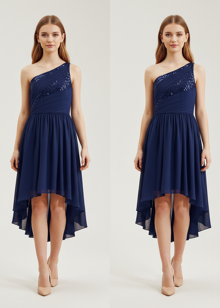 Jugendweihe Kleid Navy Sequin Chiffon Brautjungfer Kinder - Ansicht 1