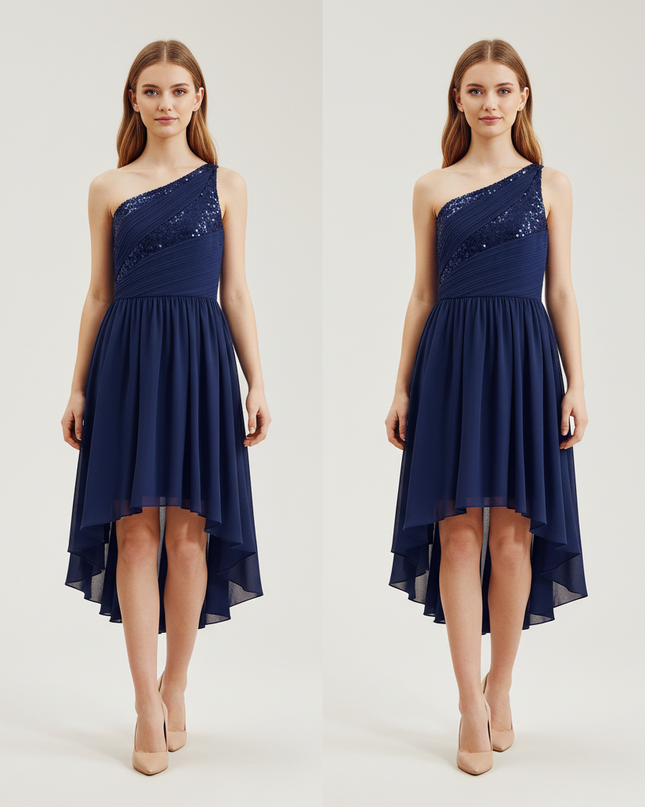 Jugendweihe Kleid Navy Sequin Chiffon Brautjungfer Kinder - Ansicht 1