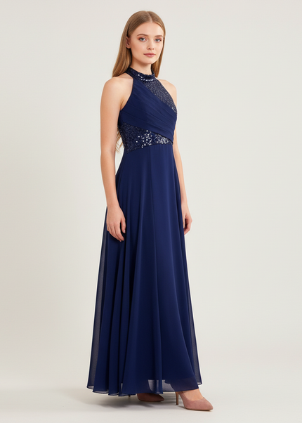 Jugendweihe Kleid Navy Sequin Tuell Elegant Kinder - Ansicht 1