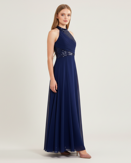 Jugendweihe Kleid Navy Sequin Tuell Elegant Kinder - Ansicht 3