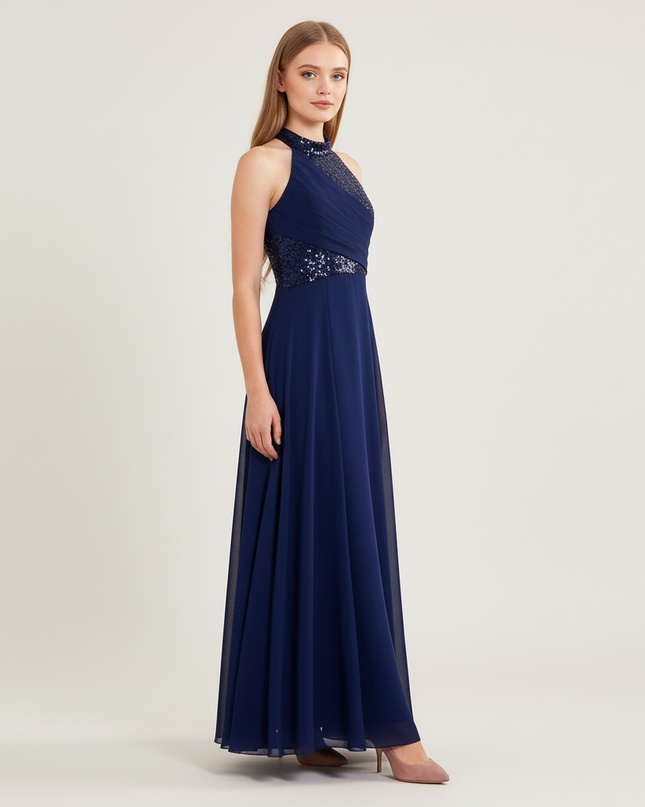 Jugendweihe Kleid Navy Sequin Tuell Elegant Kinder - Ansicht 3