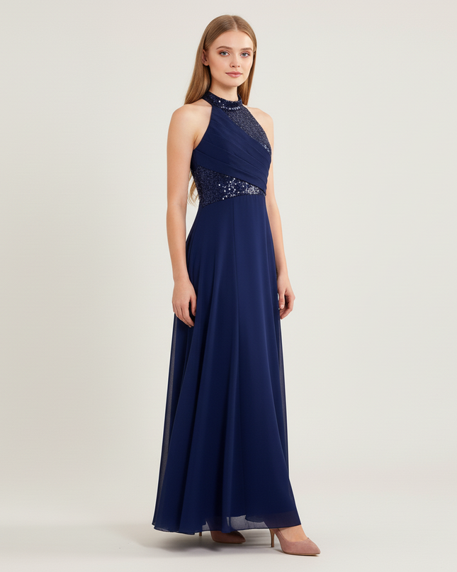 Jugendweihe Kleid Navy Sequin Tuell Elegant Kinder - Ansicht 5