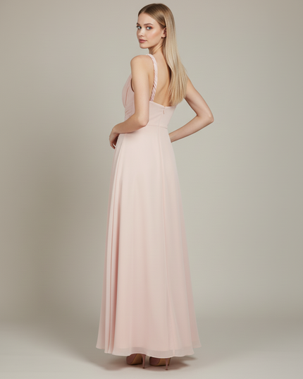 Jugendweihe Kleid Pfirsich Chiffon | Multiway Bodenlang - Ansicht 2