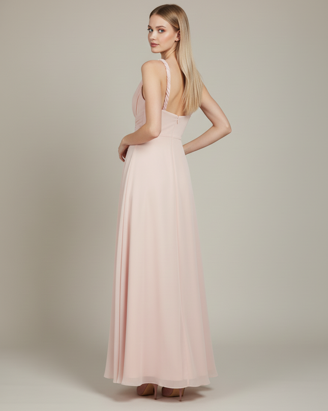 Jugendweihe Kleid Pfirsich Chiffon | Multiway Bodenlang - Ansicht 2