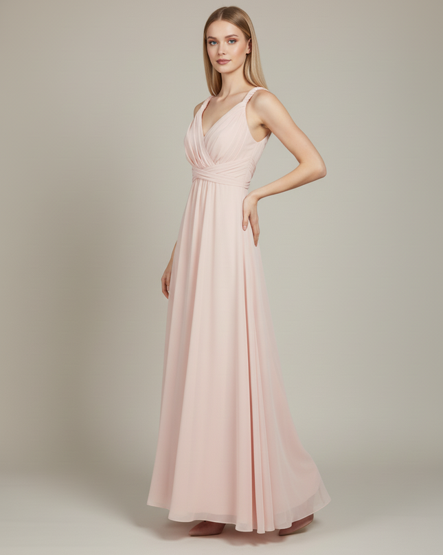 Jugendweihe Kleid Pfirsich Chiffon | Multiway Bodenlang - Ansicht 3