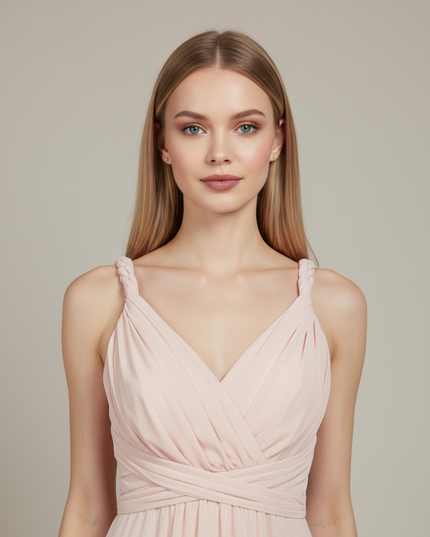 Jugendweihe Kleid Pfirsich Chiffon | Multiway Bodenlang - Ansicht 4