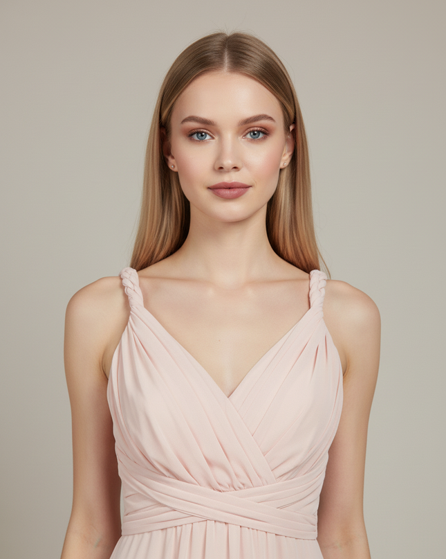Jugendweihe Kleid Pfirsich Chiffon | Multiway Bodenlang - Ansicht 4