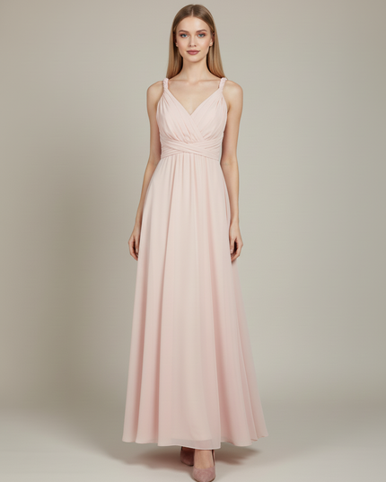 Jugendweihe Kleid Pfirsich Chiffon | Multiway Bodenlang - Ansicht 5